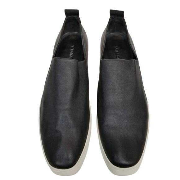 Vince Saxon Women's Stretch Leather Platform Sneaker Black White Casual Size 8 - Picture 2 of 9